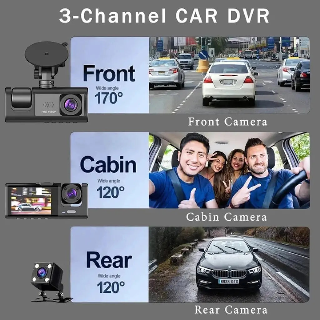 Câmera Veicular Automotiva 3 Em 1 Full Hd